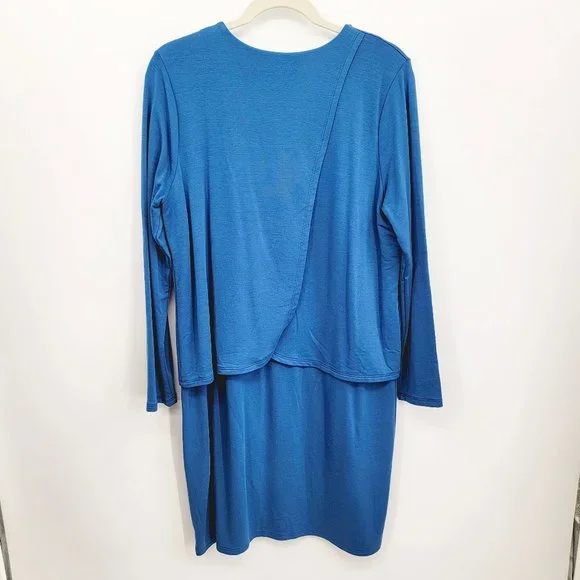 J JILL Dress M Blue Opal Luxe TENCELL Pure Jill Knit Stretch Tiered - Picture 6 of 8